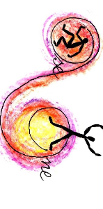 Dessin original Ose One : personnage dans une spirale colorée